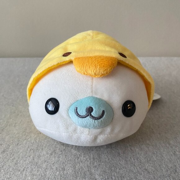 NWT San-X Mamegoma Seal in Yellow Duck Costume Plush Japan 10" 2018 - Picture 1 of 10